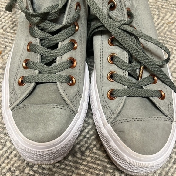 Converse‎ CTAS Clean Lift OX Dark Stucco sage & gold Leather women size 8 - Picture 8 of 10